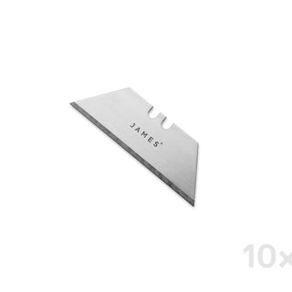 James The Palmer Utility Blade - 10 Pack showing single sharp high-carbon steel blade with engraved logo