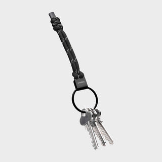 Orbitkey Urban Loop Keychain with black polyester paracord and stainless steel ring holding keys