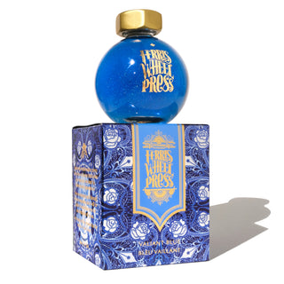 Valiant Blue Fountain Pen Inks - 85ml Bottled by Ferris Wheel Press with decorative blue and gold packaging