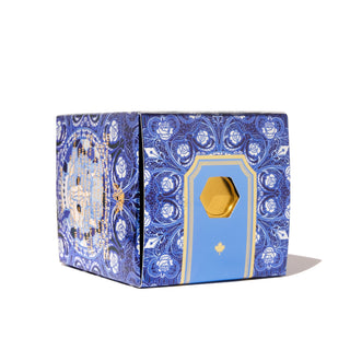 Valiant Blue Fountain Pen Inks - 20ml Bottled | Ferris Wheel Press blue floral patterned box with gold accents