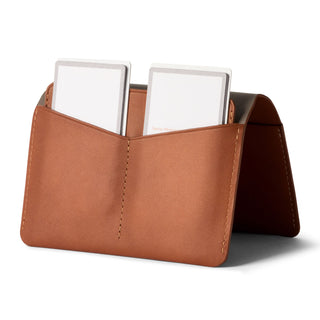 Bellroy Passport Cover in smooth brown leather with dual card slots and fine stitching detail