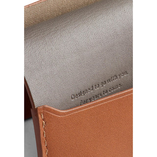 Bellroy Under Cover cardholder in tan leather with embossed inner message and soft texture lining