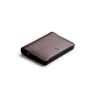 Bellroy Under Cover card holder in smooth dark brown leather with embossed logo and clean stitching