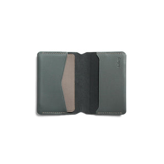 Bellroy Under Cover card holder in dark green leather with multiple card slots and slim design