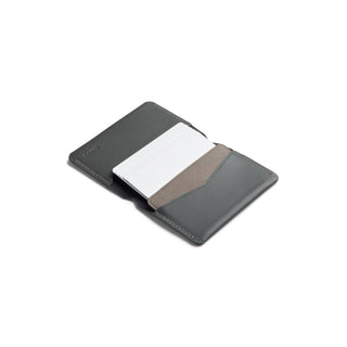 Bellroy Under Cover leather card holder in charcoal with visible card slots and stitching detail
