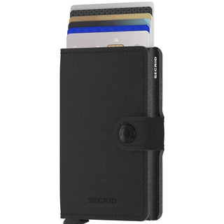 Secrid Miniwallet Yard Powder microfibre wallet with card ejector showing multiple cards fanned out
