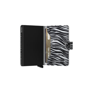 Secrid Miniwallet Zebra with black and white zebra print leather and compact card storage design