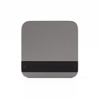 ACAIA Lunar Digital Scale in gray with minimalistic black touch control panel shown from top angle