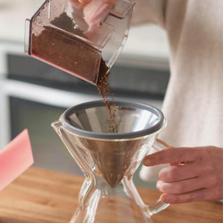 Able Kone Filter for Chemex 6, 8, 10 Cup Coffee Maker with stainless steel mesh draining ground coffee