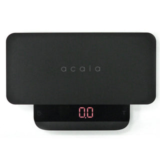 ACAIA Lunar Portafilter Weighing Plate in black aluminum with digital display weighing zero grams
