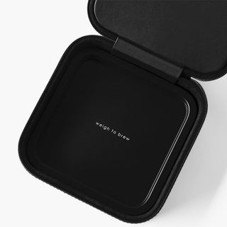 ACAIA Lunar Carrying Case with custom black EVA foam interior and zippered protective shell opened flat