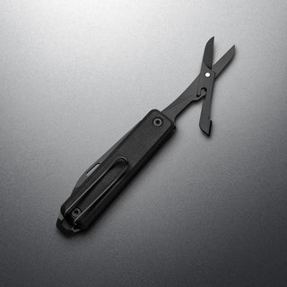 James The Ellis Scissors Knife with black G10 handle and open scissors blade by The James Brand