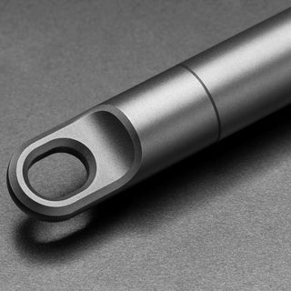 James The Randolph Capsule in matte titanium showing a close-up of the CNC-machined loop end detail