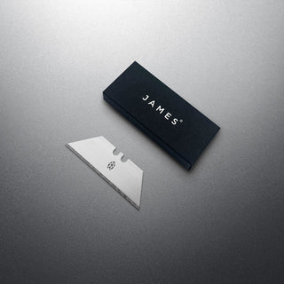 James The Palmer Utility Blade - 10 Pack showing single high-carbon steel blade with black branded box