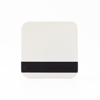 ACAIA Lunar Digital Scale in white with sleek black control panel and compact square design