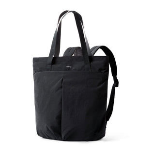 Bellroy Lite Totepack in black with dual handles and adjustable shoulder straps in eco fabric