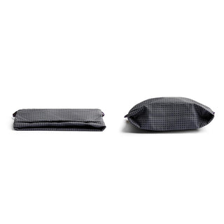 Bellroy Lite Sacoche in dark textured recycled fabric shown from folded and expanded side views