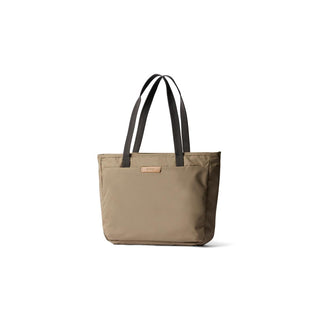 Bellroy Tokyo Tote Compact in tan woven fabric with black handles shown front-facing on white background