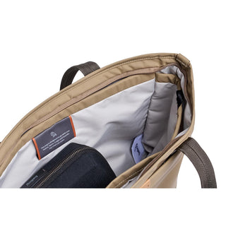 Bellroy Tokyo Tote Compact showing beige interior lining with organized inner compartments and zipper pocket
