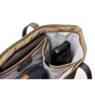 Bellroy Tokyo Tote Second Edition interior showing organized compartments with water bottle and laptop pockets