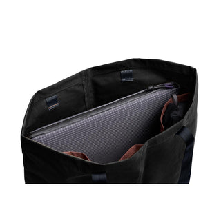 Bellroy Lite Laptop Sleeve 14" showing textured interior fabric inside a black tote bag