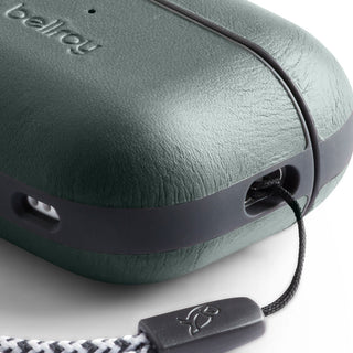 Bellroy Pod Jacket Pro 2nd Generation in green eco-certified leather with durable polymer and lanyard attachment
