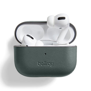 Bellroy Pod Jacket Pro 2nd Generation in forest green eco leather protecting AirPods Pro case