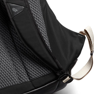 Bellroy Classic Backpack Premium showing padded mesh back panel and sturdy beige carrying handle loop