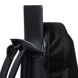 Bellroy Classic Backpack Plus Second Edition in black with padded straps and laptop compartment detail