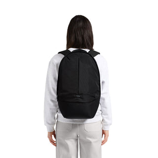 Bellroy Classic Backpack Plus Second Edition in black recycled fabric worn from back view