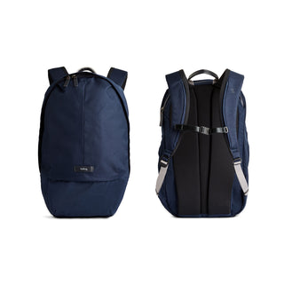 Bellroy Classic Backpack Plus Second Edition in navy with padded straps and recycled fabric design