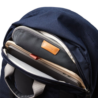 Bellroy Classic Backpack Plus Second Edition navy blue with laptop compartment and zipper pocket