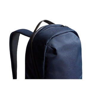 Bellroy Via Backpack in navy blue fabric with a smooth texture and minimalist design