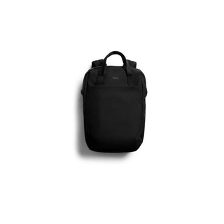 Bellroy Via Workpack black backpack with smooth recycled fabric and top handles for versatile carrying