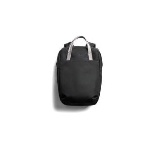 Bellroy Via Workpack black backpack with light gray handles and minimalist sustainable design