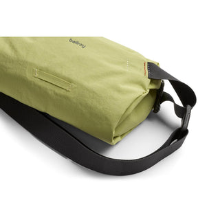 Bellroy Lite Sling Mini in olive green with durable recycled fabric and adjustable black strap close-up