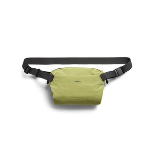Bellroy Lite Sling Mini in olive green with water-resistant recycled fabric and black adjustable strap