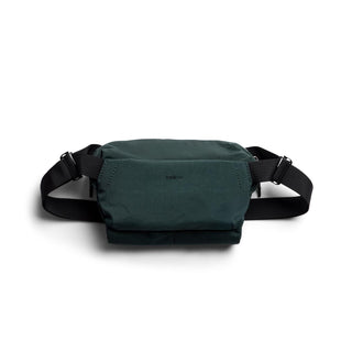 Bellroy Venture Sling 6L in dark green recycled nylon fabric with adjustable black straps