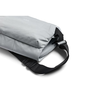 Bellroy Venture Sling 6L in light gray with adjustable black strap and recycled nylon fabric texture