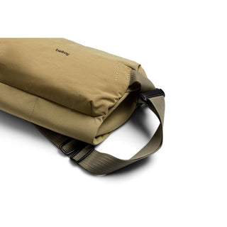 Bellroy Venture Sling 6L in tan with adjustable strap and durable recycled fabric texture close-up