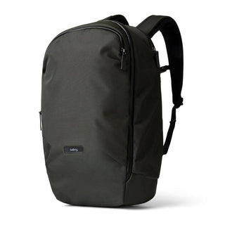 Bellroy Transit Workpack Pro 28L backpack in charcoal with sleek recycled polyester fabric and side zipper pocket