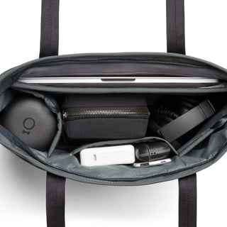 Bellroy Tokyo Tote Compact showing organized interior with padded laptop and accessory compartments