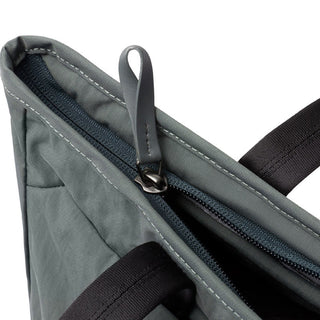 Bellroy Tokyo Tote Compact in recycled water-resistant fabric with close-up zipper and strap detail