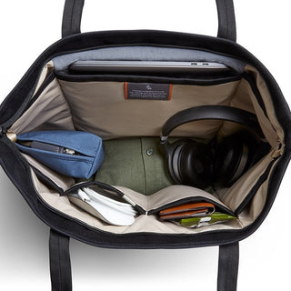Bellroy Tokyo Tote Second Edition open, showing organized interior with laptop sleeve and multiple compartments