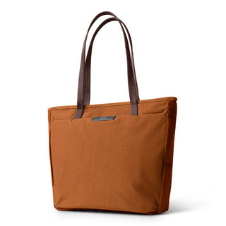 Bellroy Tokyo Tote Second Edition in rust brown with durable woven fabric and contrasting dark handles