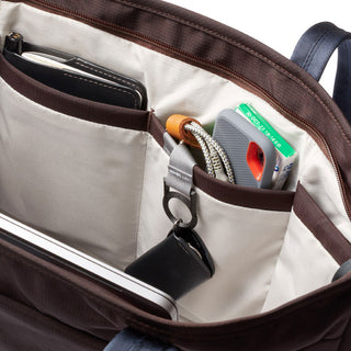 Bellroy Tokyo Tote Second Edition interior pockets with organized compartments and premium fabric lining