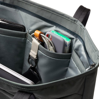 Bellroy Tokyo Tote Second Edition showing internal pockets with organized everyday essentials inside
