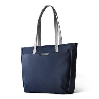 Bellroy Tokyo Tote Second Edition navy blue fabric tote with light gray handles and minimalist design