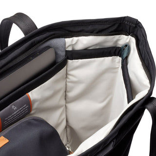 Bellroy Tokyo Tote Second Edition open interior showing padded laptop compartment and multiple pockets