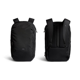 Bellroy Transit Workpack 20L (Second Edition) recycled fabric black backpack front and back view